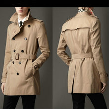 Load image into Gallery viewer, Spring Autumn Men's Business Coat Casual Cotton Trench Men's Fashion Slim Double Breasted Coat British Korean Version Trench